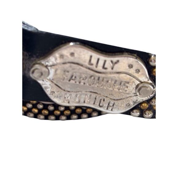 Lily Farouche Munich Studded Black Leather Belt Silver Buckle sz M 31” Mod main image 7